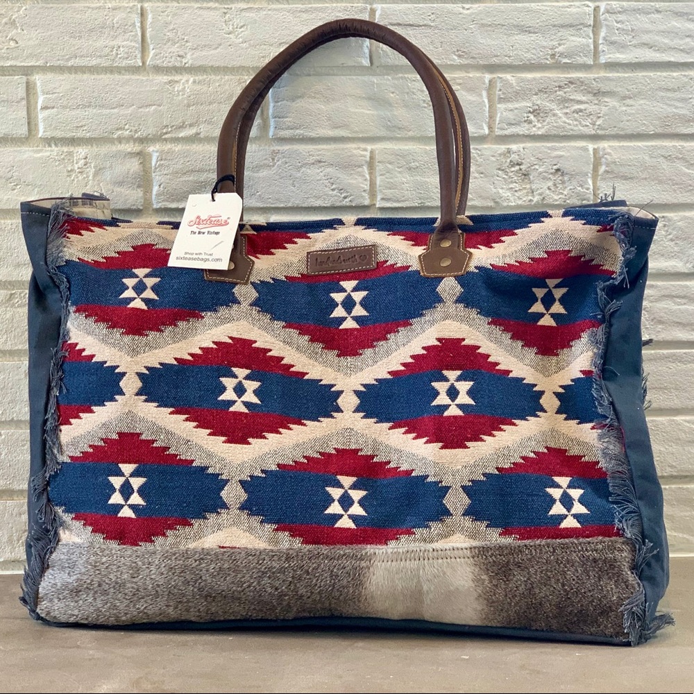 Sixtease “Bay” Up-Cycled Canvas Weekender Tote Bag